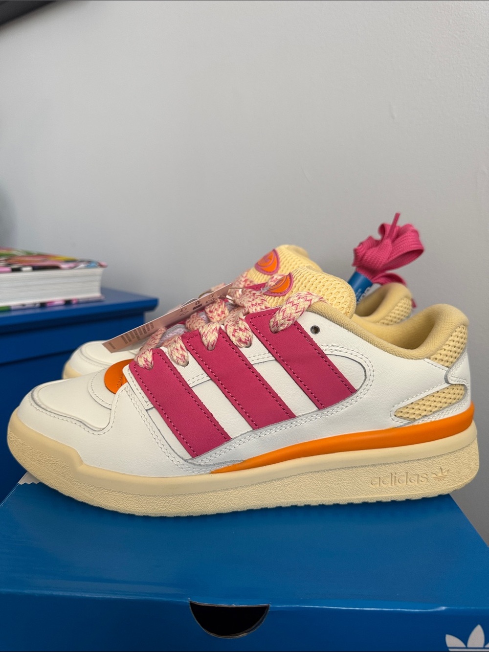 adidas Forum 2000 Sneakers with Pink Stripes and Orange Trim